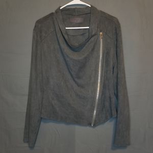 Blanknyc Faux Suede Drape Front Jacket Grey